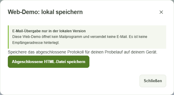 Web-Demo: abgeschlossene Datei lokal speichern